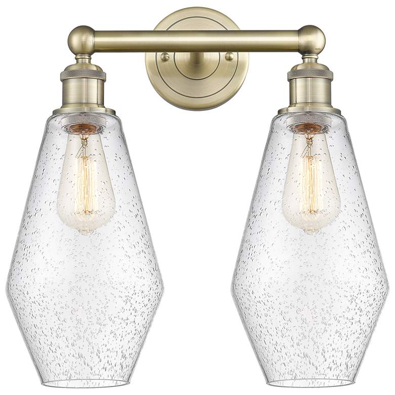 Image 1 Cindyrella 16"W 2 Light Antique Brass Bath Vanity Light With Seedy Sha