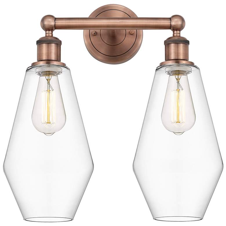 Image 1 Cindyrella 16"W 2 Light Antique Copper Bath Vanity Light With Clear Sh