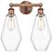 Cindyrella 16"W 2 Light Antique Copper Bath Vanity Light With Clear Sh