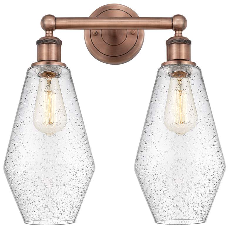 Image 1 Cindyrella 16"W 2 Light Antique Copper Bath Vanity Light With Seedy Sh