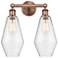 Cindyrella 16"W 2 Light Antique Copper Bath Vanity Light With Seedy Sh