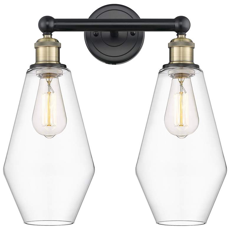 Image 1 Cindyrella 16"W 2 Light Black Antique Brass Bath Light With Clear Shad