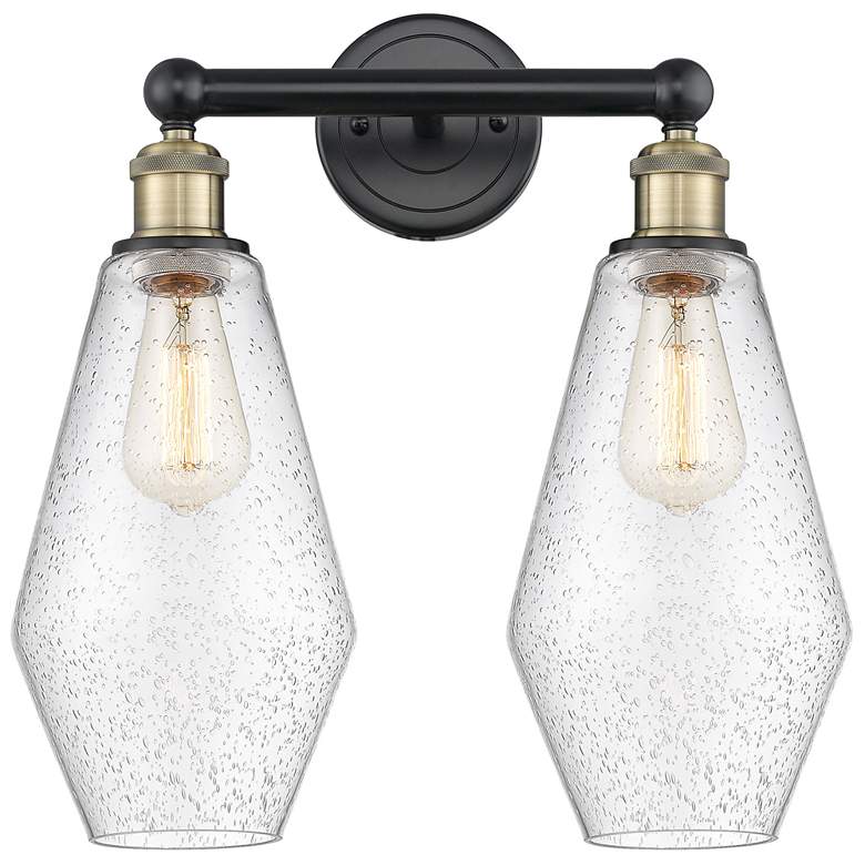 Image 1 Cindyrella 16"W 2 Light Black Antique Brass Bath Light With Seedy Shad