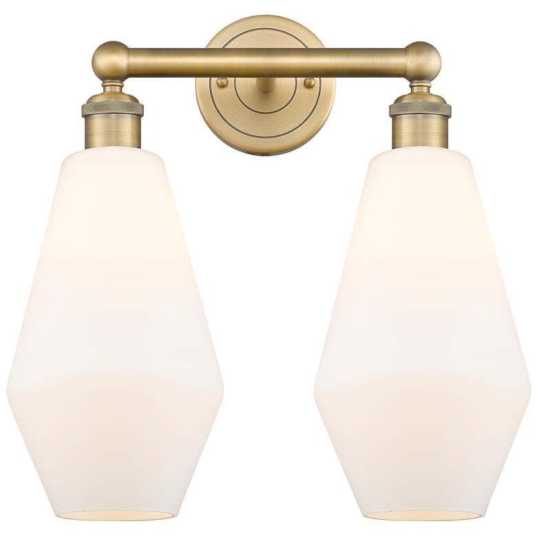 Image 1 Cindyrella 16"W 2 Light Brushed Brass Bath Light With Cased White Shad