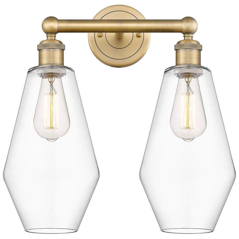 Image 1 Cindyrella 16"W 2 Light Brushed Brass Bath Vanity Light With Clear Sha