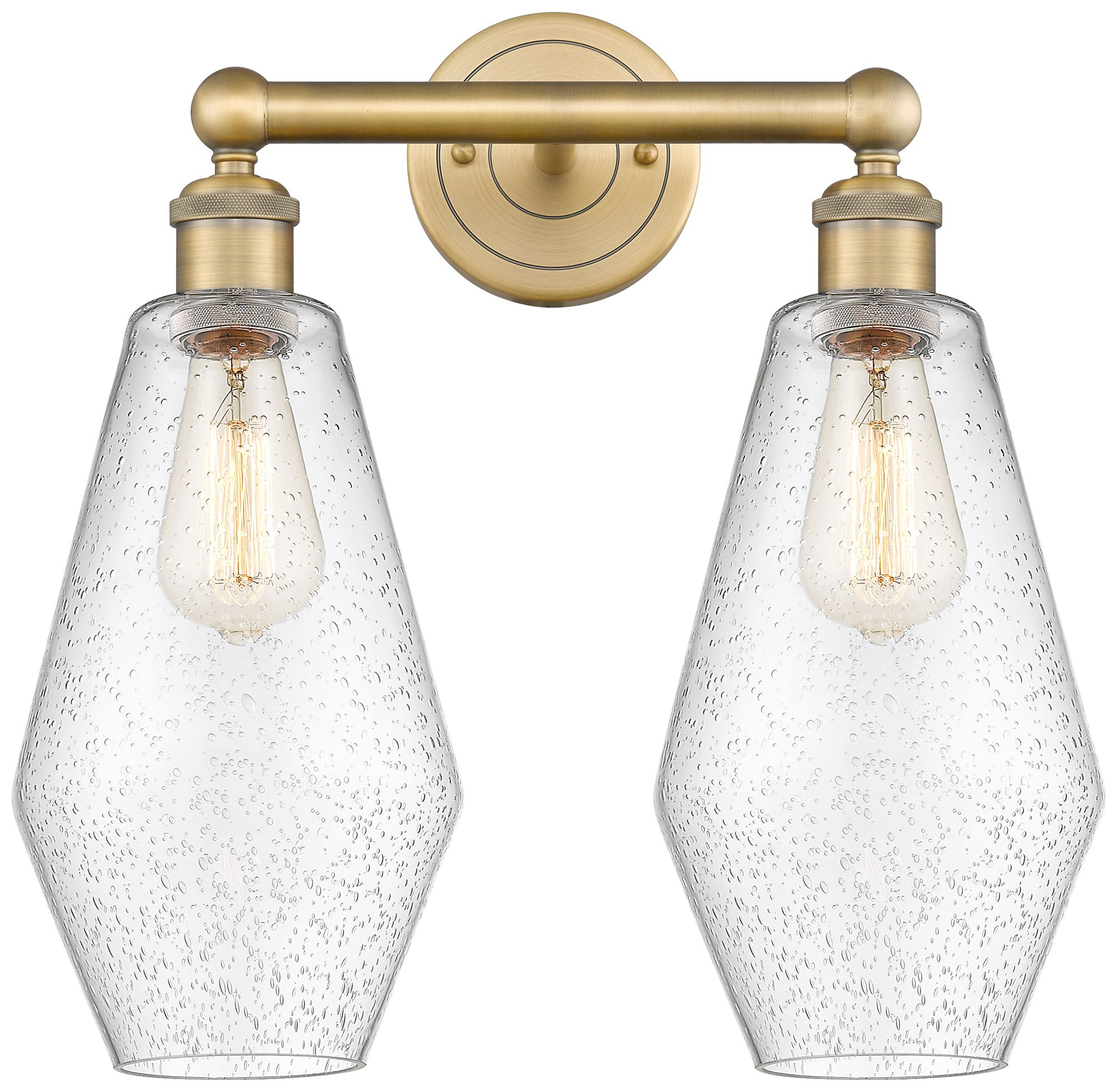 Cindyrella 16"W 2 Light Brushed Brass Bath Vanity Light With Seedy Sha