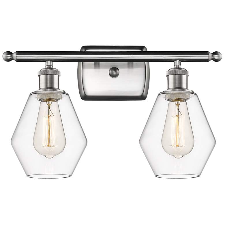 Image 1 Cindyrella 16"W 2 Light Brushed Nickel Bath Light w/ Clear Shade