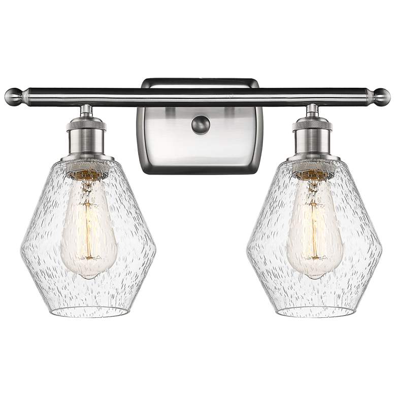Image 1 Cindyrella 16"W 2 Light Brushed Nickel Bath Light w/ Seedy Shade