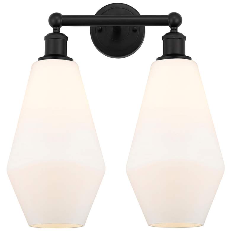 Image 1 Cindyrella 16"W 2 Light Matte Black Bath Light w/ Cased Matte White Sh
