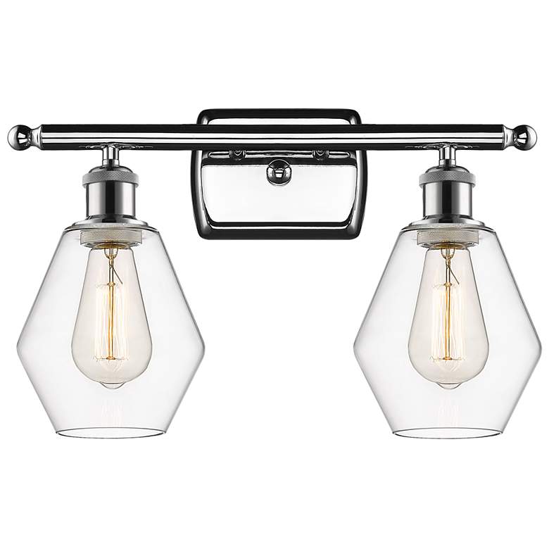 Image 1 Cindyrella 16"W 2 Light Polished Chrome Bath Vanity Light w/ Clear Sha