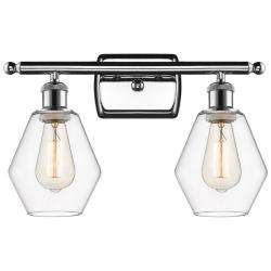 Cindyrella 16"W 2 Light Polished Chrome Bath Vanity Light w/ Clear Sha