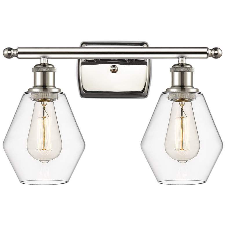 Image 1 Cindyrella 16"W 2 Light Polished Nickel Bath Vanity Light w/ Clear Sha