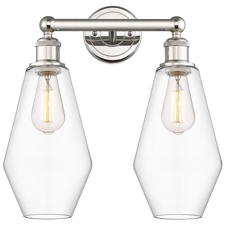 Image 1 Cindyrella 16"W 2 Light Polished Nickel Bath Vanity Light With Clear S