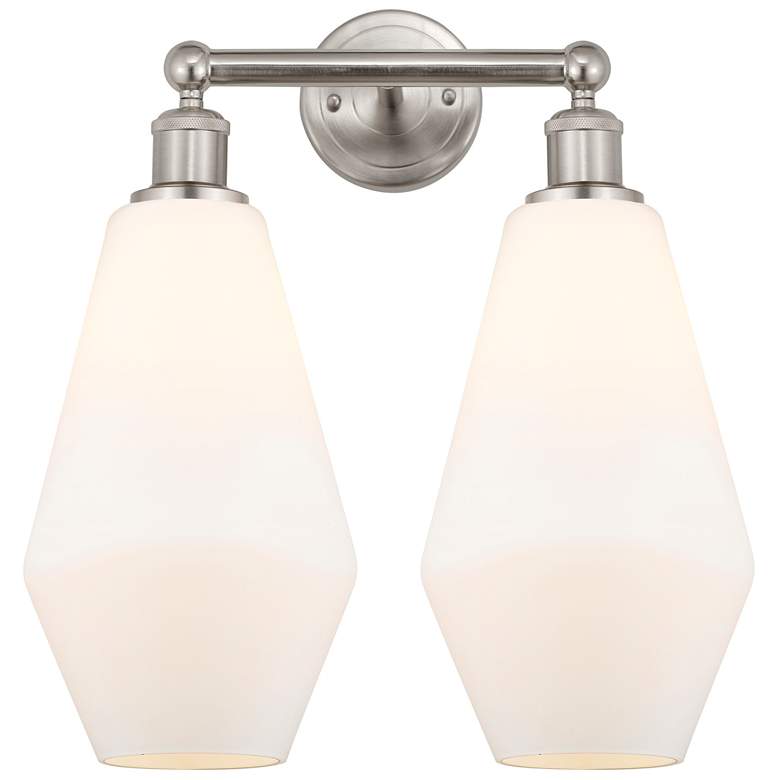 Image 1 Cindyrella 16"W 2 Light Satin Nickel Bath Light w/ Cased Matte White S