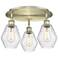Cindyrella 17.75"W 3 Light Antique Brass Flush Mount With Seedy Glass
