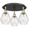 Cindyrella 17.75"W 3 Light Black Antique Brass Flush Mount w/ Seedy Sh