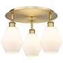 Cindyrella 17.75"W 3 Light Brushed Brass Flush Mount w/ Cased White Sh