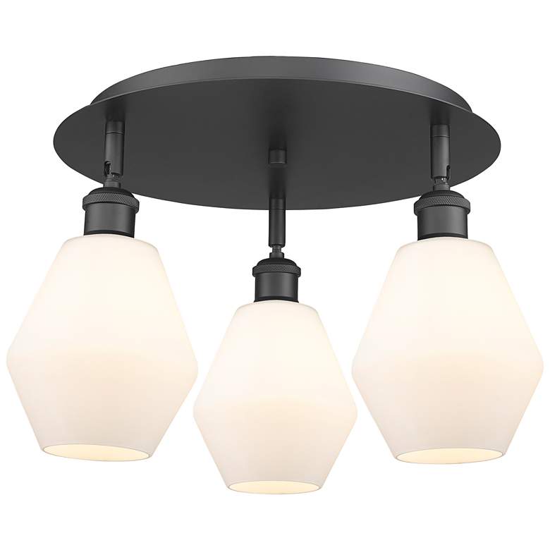 Image 1 Cindyrella 17.75"W 3 Light Matte Black Flush Mount w/ Cased White Shad