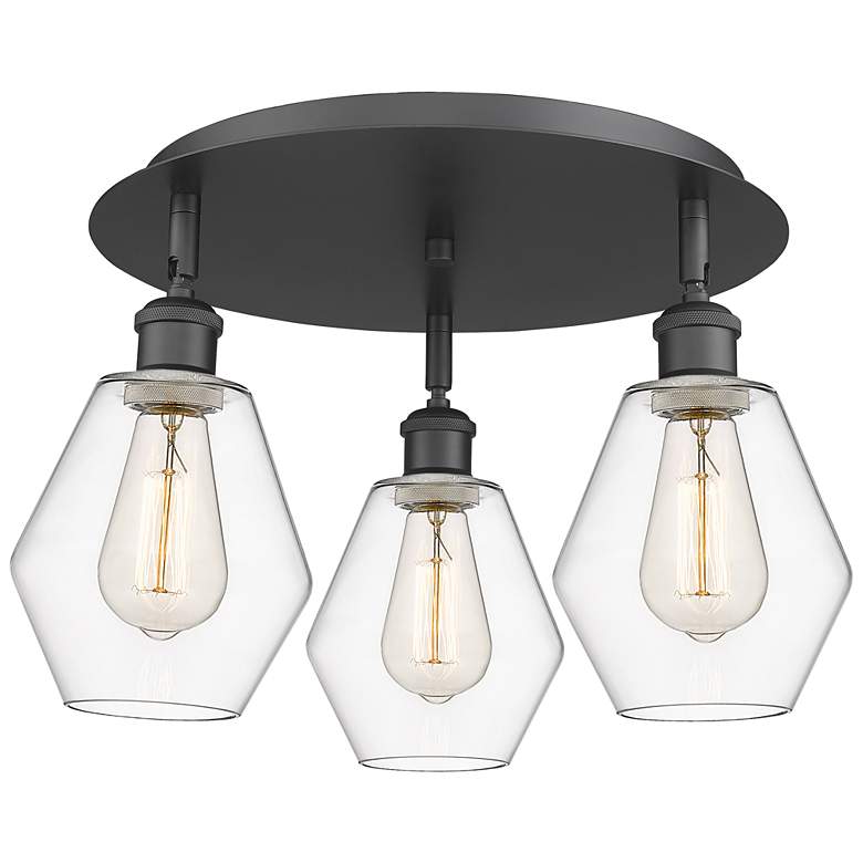 Image 1 Cindyrella 17.75"W 3 Light Matte Black Flush Mount With Clear Glass Sh