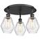 Cindyrella 17.75"W 3 Light Matte Black Flush Mount With Seedy Glass Sh