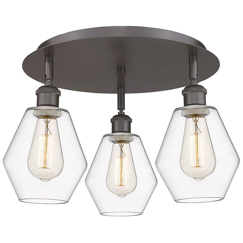Image 1 Cindyrella 17.75"W 3 Light Oil Rubbed Bronze Flush Mount w/ Clear Shad