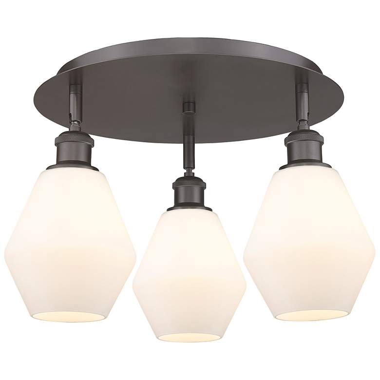 Image 1 Cindyrella 17.75"W 3 Light Oil Rubbed Bronze Flush Mount w/ White Shad