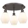 Cindyrella 17.75"W 3 Light Oil Rubbed Bronze Flush Mount w/ White Shad