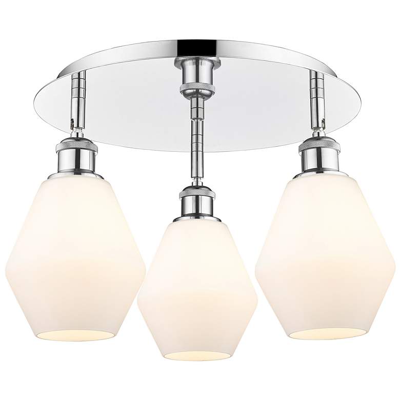 Image 1 Cindyrella 17.75"W 3 Light Polished Chrome Flush Mount w/ Cased White