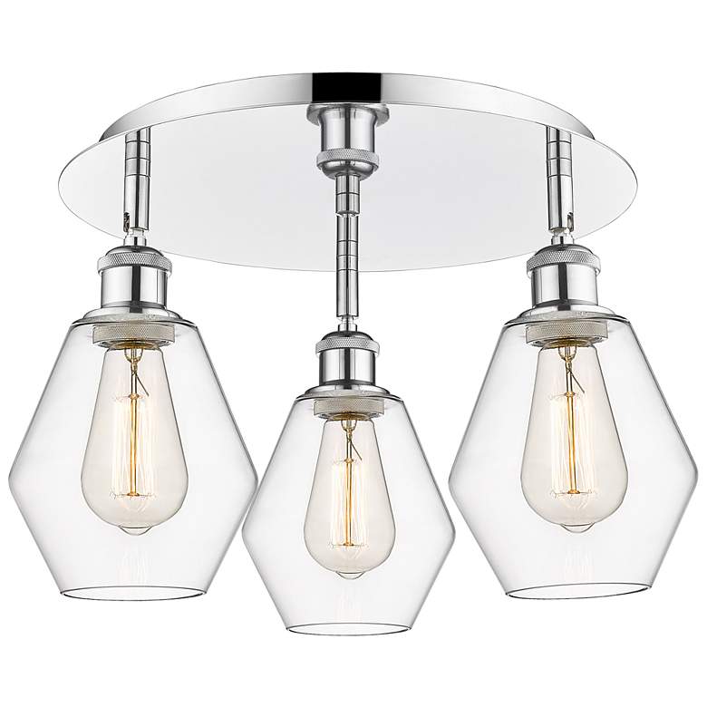 Image 1 Cindyrella 17.75"W 3 Light Polished Chrome Flush Mount w/ Clear Glass
