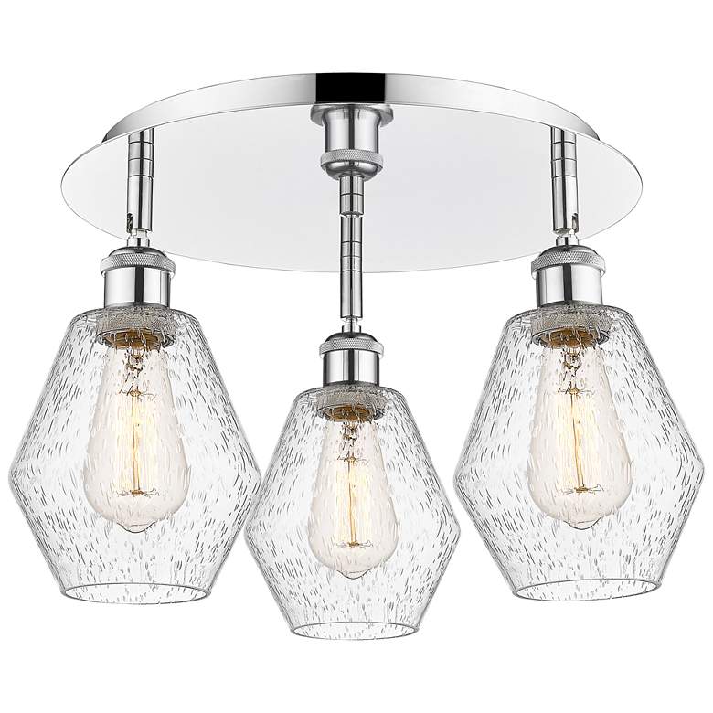 Image 1 Cindyrella 17.75"W 3 Light Polished Chrome Flush Mount w/ Seedy Glass