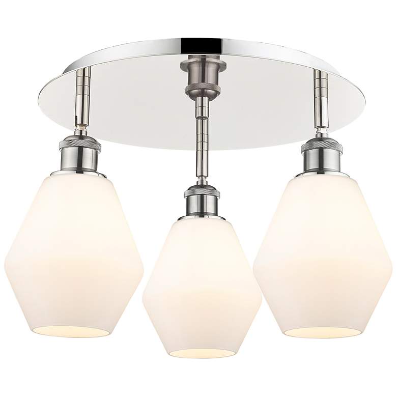 Image 1 Cindyrella 17.75"W 3 Light Polished Nickel Flush Mount w/ Cased White