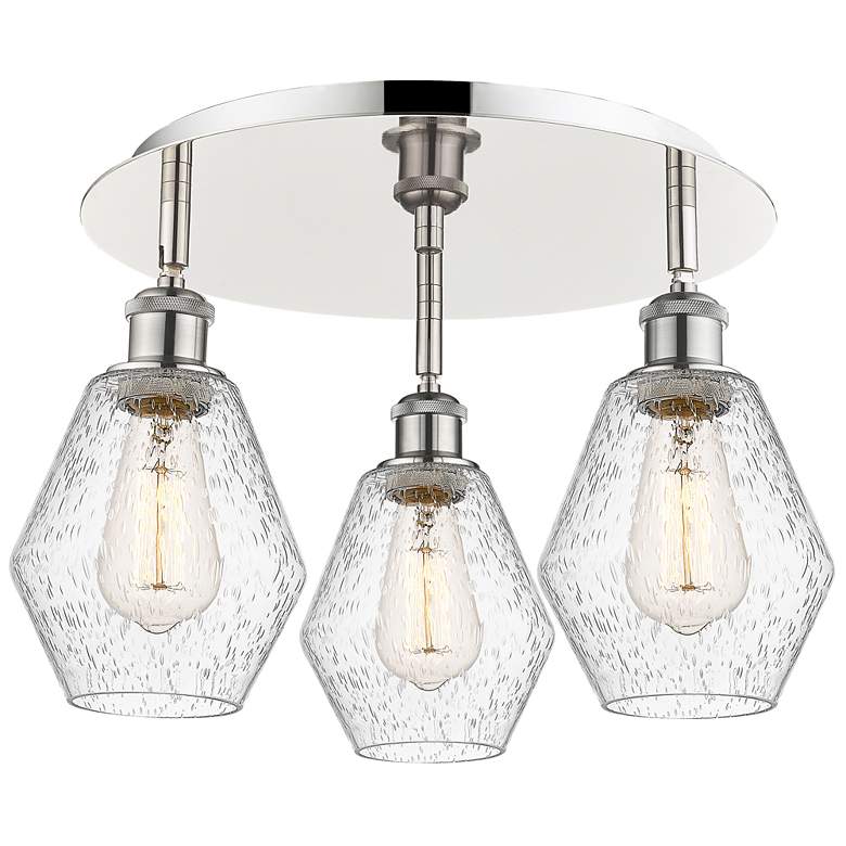 Image 1 Cindyrella 17.75"W 3 Light Polished Nickel Flush Mount w/ Seedy Glass