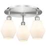 Cindyrella 17.75"W 3 Light Satin Nickel Flush Mount w/ Cased White Sha