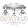 Cindyrella 17.75"W 3 Light Satin Nickel Flush Mount With Clear Glass S
