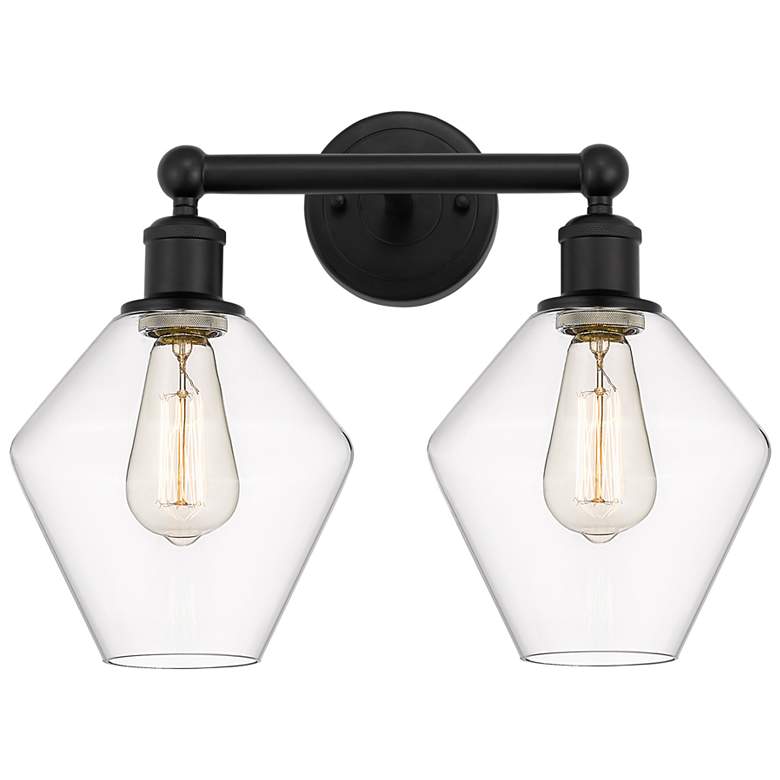 Image 1 Cindyrella 17" Wide 2 Light Matte Black Bath Vanity Light With Clear S