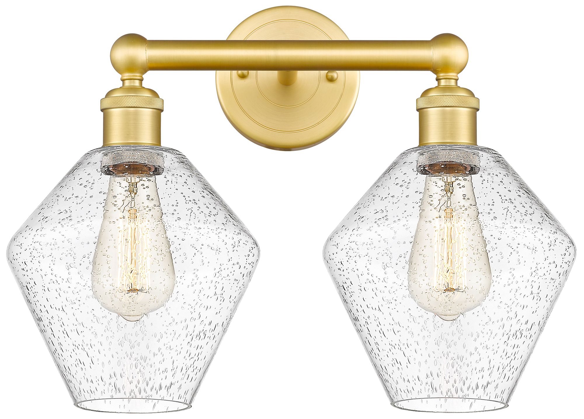 Cindyrella 17" Wide 2 Light Satin Gold Bath Vanity Light With Seedy Sh