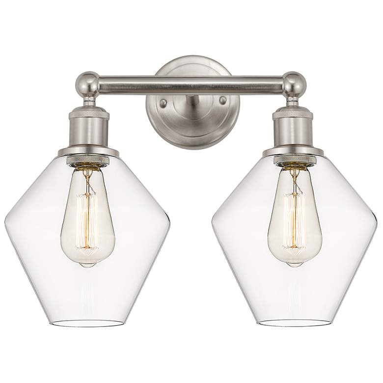Image 1 Cindyrella 17" Wide 2 Light Satin Nickel Bath Vanity Light With Clear
