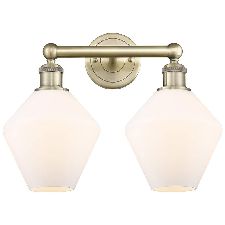 Image 1 Cindyrella 17"W 2 Light Antique Brass Bath Light With Cased White Shad