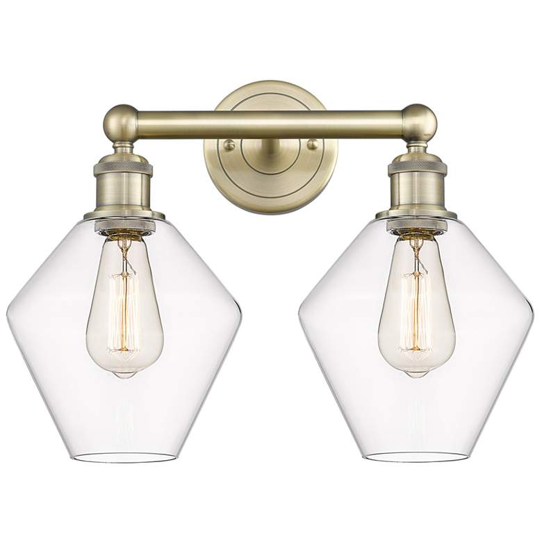 Image 1 Cindyrella 17"W 2 Light Antique Brass Bath Vanity Light With Clear Sha