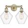 Cindyrella 17"W 2 Light Antique Brass Bath Vanity Light With Clear Sha