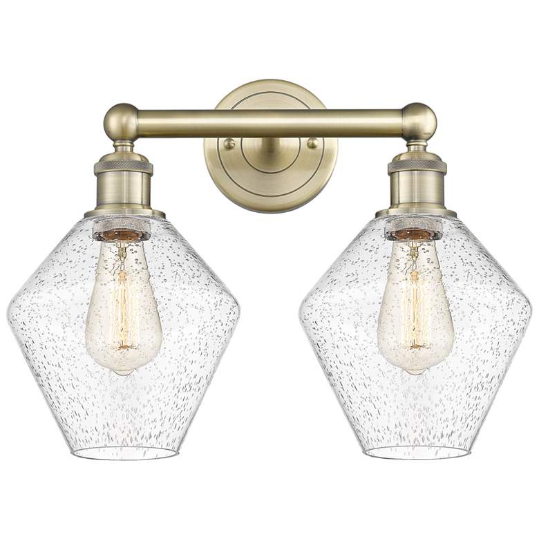 Image 1 Cindyrella 17"W 2 Light Antique Brass Bath Vanity Light With Seedy Sha