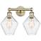Cindyrella 17"W 2 Light Antique Brass Bath Vanity Light With Seedy Sha