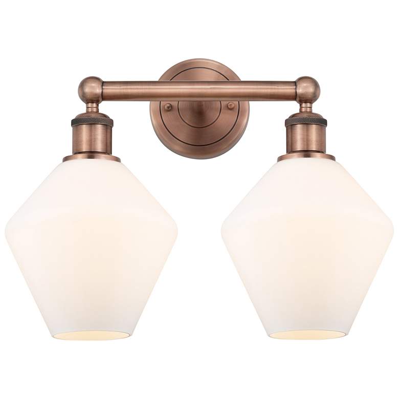 Image 1 Cindyrella 17"W 2 Light Antique Copper Bath Light With Cased White Sha