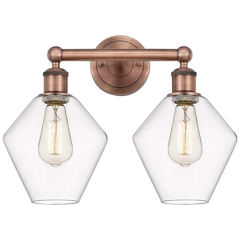 Image 1 Cindyrella 17"W 2 Light Antique Copper Bath Vanity Light With Clear Sh