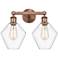 Cindyrella 17"W 2 Light Antique Copper Bath Vanity Light With Clear Sh
