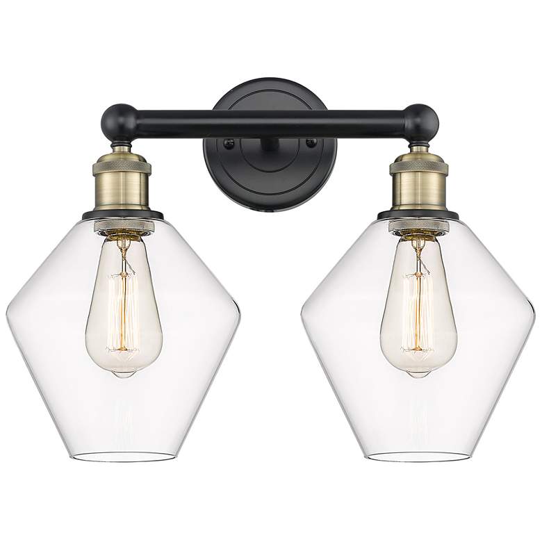 Image 1 Cindyrella 17"W 2 Light Black Antique Brass Bath Light With Clear Shad