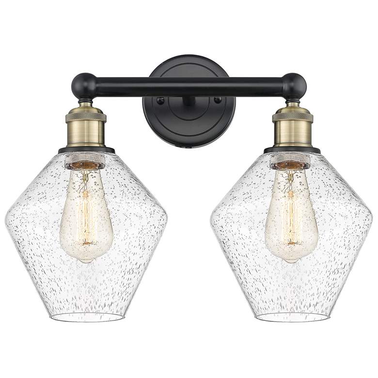 Image 1 Cindyrella 17"W 2 Light Black Antique Brass Bath Light With Seedy Shad