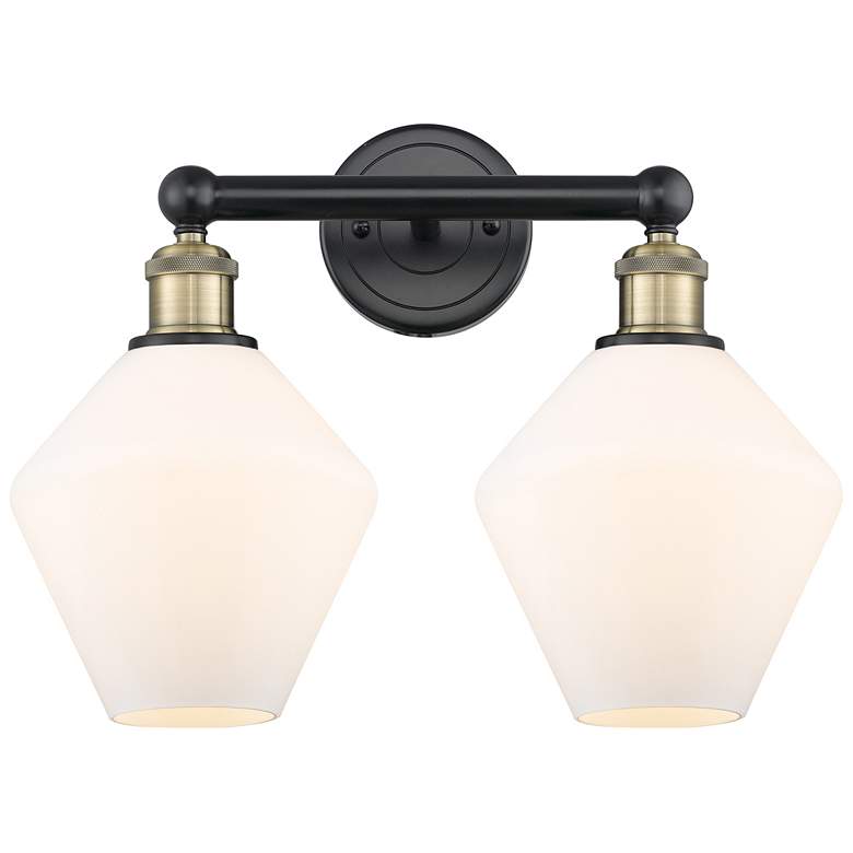 Image 1 Cindyrella 17"W 2 Light Black Brass Bath Light With Cased White Shade