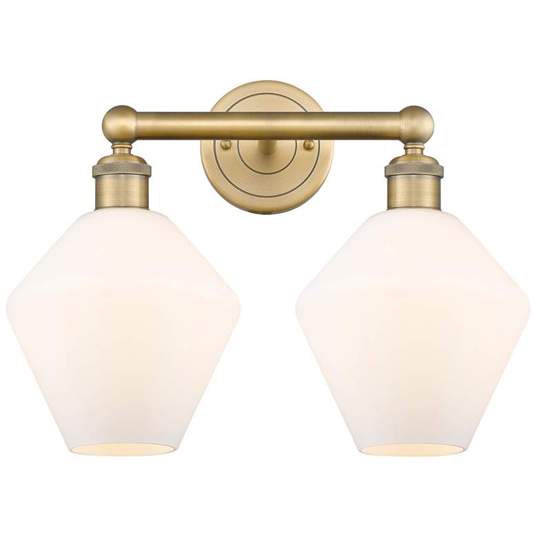 Image 1 Cindyrella 17"W 2 Light Brushed Brass Bath Light With Cased White Shad
