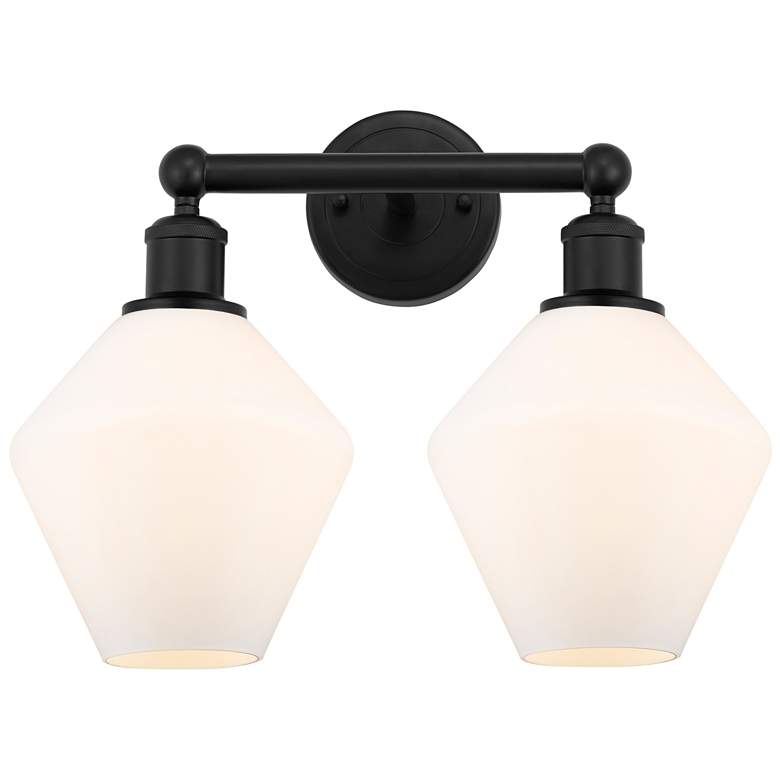 Image 1 Cindyrella 17"W 2 Light Matte Black Bath Light With Cased White Shade
